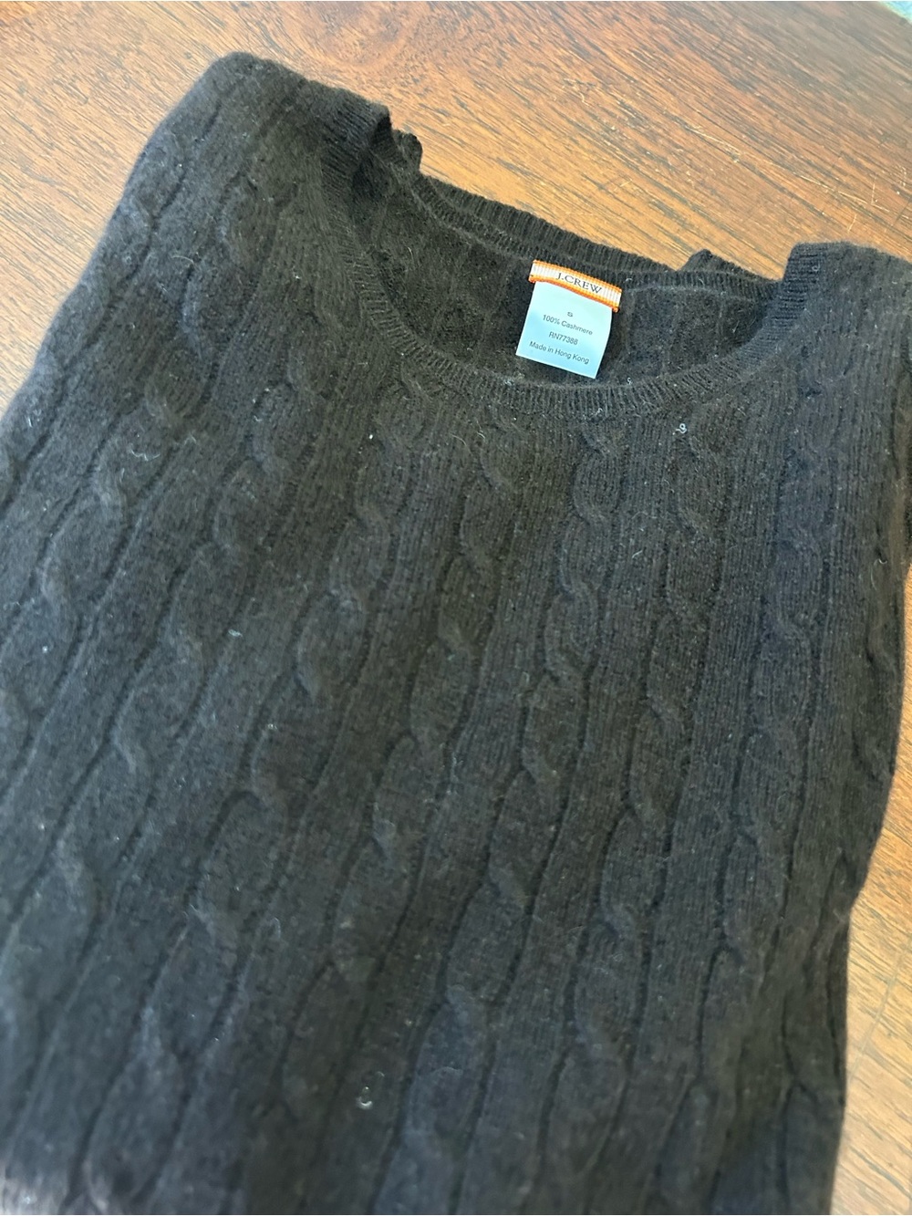 J.Crew 100% Cashmere Cable Knit Crewneck Sweater Brown Size S